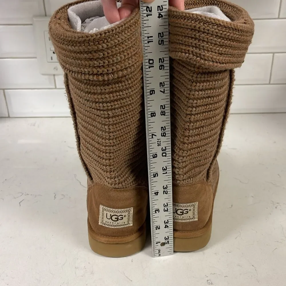 UGG 5817 Cardy Knit Boot Brown - Tan Size 8